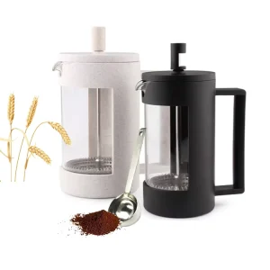 Eco Friendly French Coffee Press Borosilecate Glass Coffee Plunger French Press Maker BPA Free Wheat Straw French Press for Home