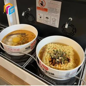 Eco Friendly Induction Bowl for Instant Ramen Cooker 1300ml Custom Induction Heating Paper Bowl for Noodle Soup Oden Rice