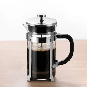 Eco Friendly Large Capacity French Press Coffee Maker Silver Rose Gold Stainless Steel Elegant High Borosilicate Glass Handle