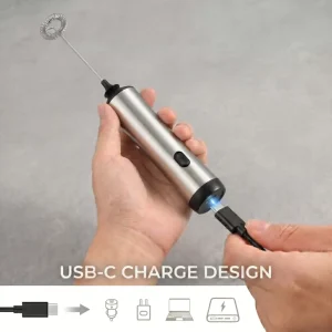 Eco Friendly Luxury Design Handheld Reusable Milk Frother Electric Coffee Mixer Rechargeable Stainless Steel Foamer