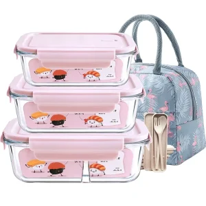Eco Friendly Portable Lunch Box Microwave Electric Heated Bento Lunch Box Food Storage Glass Tiffin Box