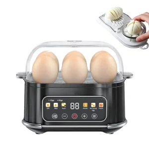 Egg Easy Peel 6 Egg Cooker Digital Auto Shut Off Soft Medium Hard Boiled Electric Egg Boiler with Touch Control