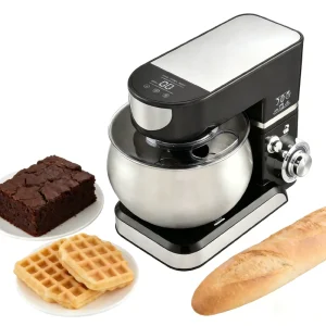 Electric 1300W 5L 6-Speed Stand Mixer 360 Planetary Mixing Tilt-up Head Stable Anti-slip Smart Auto Shut-off Baking Dough Prep