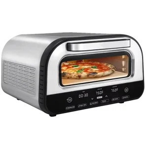 Electric 2 in 1 Pizza Oven Air Fryer 6L Capacity Stainless Steel Easy Clean Non Stick Surface Overheat Household