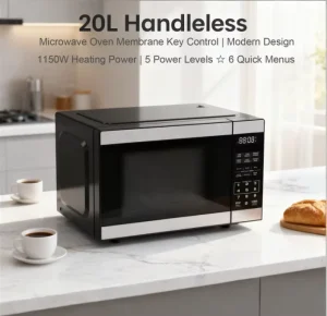 Electric 20L Black Ceramic Glass Panel Microwave Oven Grilling Smart Touch Control for Home Meal Reheating Fast Baking