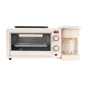 Electric 3 in 1 Breakfast Maker Oven, Coffee Maker and Toaster with Stainless Steel Housing Mechanical Control for Household Use