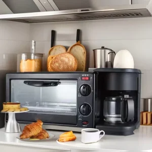 Electric 3 in 1 Breakfast Maker Toaster Oven Coffee Maker Frying Pan for Home RV Use