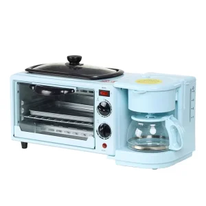 Electric 3 in 1 Breakfast Makers Set for Household Use Includes Toaster Oven, Coffee Pot, Frying Pan