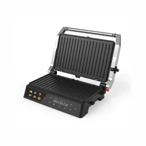 Electric 4 Slice Digital PTFE Contact Grill Panini Press Die Casting Aluminum Touch Screen Programmable Temperature Control
