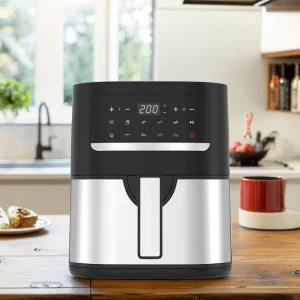 Electric 4.5L Square Intelligent Air Fryer Visual Window Modern Digital Display Plastic Construction Non Stick Household Garage