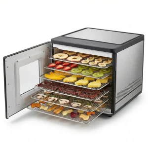 Electric 450W Compact Plastic Food Dehydrator 48H Timer 35-70C Adjustable Temp Digital Control