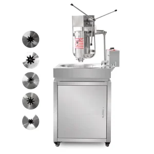 Electric 5 Moulds Spanish Churros Making Machine 220V with Flour and Deep Round Fryer