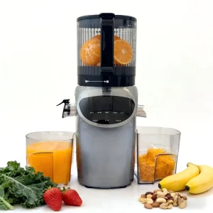 Electric 6.30inch Extra Large Cold Press Juicer Machine 350W High Juice Yield Slow Masticating Self Cleaning Stainless Steel