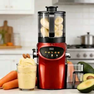 Electric 6.30inch Extra Large Feed Chute Cold Press Juicer Machine 350W High Juice Yield Slow Masticating Self Cleaning Smoothie
