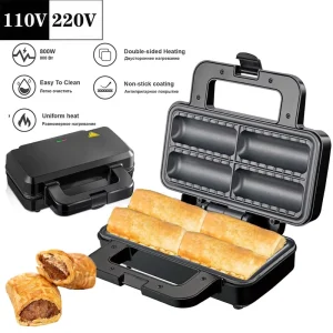 Electric 800W Double sided Heating US European Regulated Household Breakfast Maker Sausage Roasting Sandwich Maker Waffle Maker