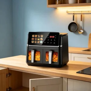 Electric Air Fryer 10L Double Stack Stainless Steel Digital Touch Screen Pizza Oven Air Fryer