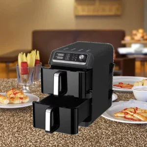 Electric Air Fryer Oven Dual Cooking Pots Oil Free Healthy Fryer for Home Hotel Use Digital Control Kitchen Appliance