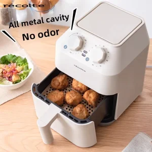 Electric Air Fryer Retro Style Oven Integrated Fryer with Non Stick Liner and Top Heating
