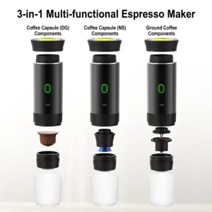 Electric Automatic Espresso Machine Heat Preserving Function Portable Battery Powered Small Kitchen Appliance for Home Car RV