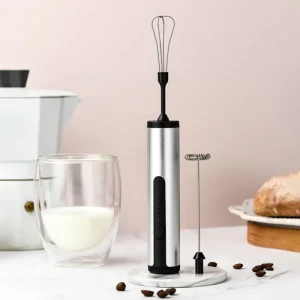 Electric Automatic Milk Foam Maker, USB Rechargeable Milk Frother, Egg Beater with Two Whisk