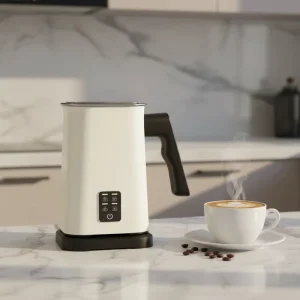 Electric Automatic Milk Frother and Steamer with Four Functions Stainless Steel Housing Household Use