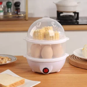 Electric Automatic Mini Egg Cooker with Stainless Steel Housing 12 Egg Capacity Noise Free Easy Clean for Household Use
