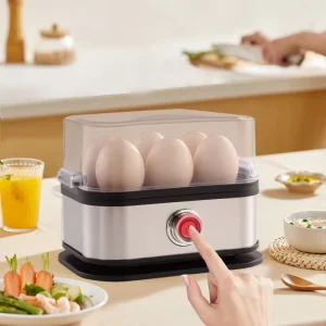 Electric Automatic Stainless Steel Egg Cooker Steamer Boiler for Household Use Holds 6 Eggs