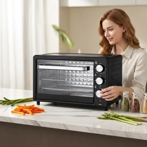 Electric Baking Oven 650W Rotisserie Grill Timer Temp Control Pizza Chicken Cake Bread Maker Household Use