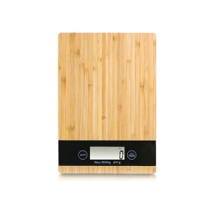Electric Bamboo Kitchen Scale with Tare Function High Precision Sensor and Clear LCD Display 1g Precision for Baking and Cooking