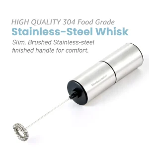 Electric Battery Powered Stainless Steel Mini Handheld Milk Frother for Coffee Easy to Clean