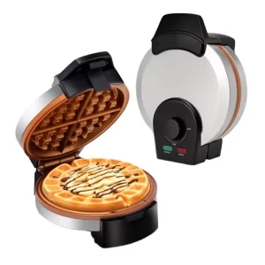 Electric Belgian Waffle Maker Ceramic Nonstick Plates Golden Color Control Indicator Lights 1500W for Thick Fluffy