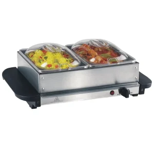 Electric Buffet Server and Food Warmer with Two 1.5 Qt Stainless Steel Chafing Dishes Adjustable Temperature Control Warming Tray