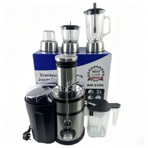Electric Centrifugal High Power 1500W 3 Speed Juicer Blender Grinder 20000 RPM 4 Blades Low Noise Household AC 1L Capacity