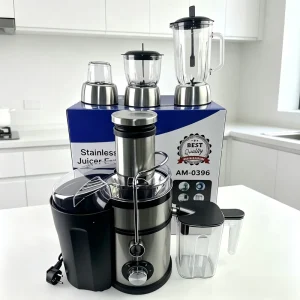 Electric Centrifugal High Power 1500W 3 Speed Juicer Blender Grinder 4 Blades 20000 RPM Low Noise Household AC 1L Capacity