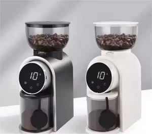 Electric Ceramic Coffee Grinder Touch Control for Drip Coffee Espresso Machines 16 Settings Stainless Steel Housing
