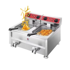 Electric Chicken Deep Fryer 2 Tank 2 Basket 10L+10L Commercial French Fries Potato Chips Deep Frying Machine for Restaurant