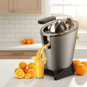Electric Citrus Juicer 85W 100% Copper Motor Stainless Steel Orange Squeezer with Two Cones and Anti-Drip System