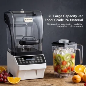 Electric Commercial 2L Fruit Juicer Maker Smoothie Machine Blender Brushless Motor Stainless Steel Outdoor Household