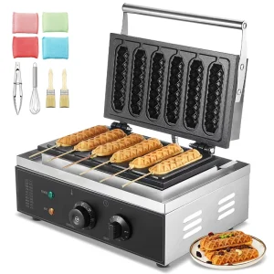 Electric Commercial Household Waffle Stick Maker 6PCS 1500W Stainless Steel Waffle Baker Machine Waffle Bubble Machine