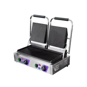 Electric Contact Grill Grooved Panini Press Commercial Stainless Steel Restaurant Equipment Sandwich Griller Griddle