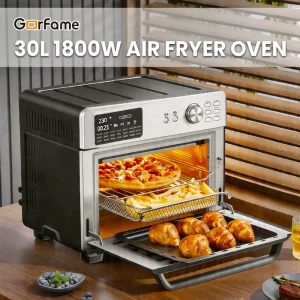 Electric Convection Toaster Oven 30L Capacity Metal Housing LED Display Digital Control 21 Preset Menus Toast Bake