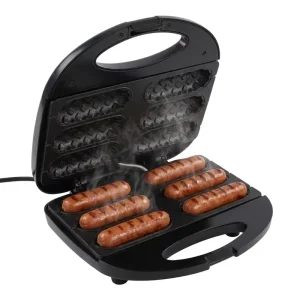 Electric Corndog Maker for Baking 6 Hotdogs Dessert & Sandwich Maker with Non-Stick Waffle Plates for Household Use