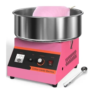 Electric Cotton Candy Machine 1000W Commercial Retro Candy Floss Maker with Sugar Scoop and Stainless Steel Bowl