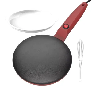 Electric Crepe Maker Pancake Pan with Spring Roll Function Non Stick Coating 600W Class A Energy Efficiency for Home Kitchen Use