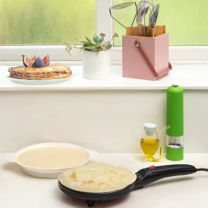 Electric Crepe and Pancake Makers Non stick Automatic Portable Crepe Maker with Handle