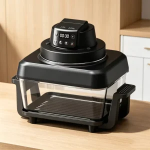 Electric Crispy Air Fryer Glass Double Pot Household 1400W Large Capacity 12 Month Warranty US Export