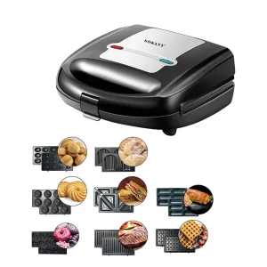 Electric Cross border Export Sandwich Maker 8 in 1 Detachable Breakfast Machine for Cakes Nuts Doughnuts and Waffles