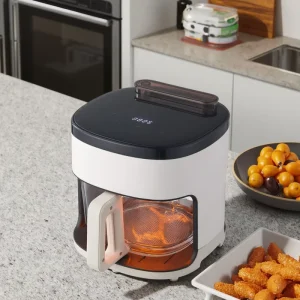 Electric Deep Fryer Smart Digital Control Air Fryer Glass Hot Air Fryers Steam Plastic OEM Round Toaster Oven