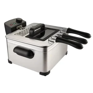 Electric Deep Fryer with 2 Baskets and Lid 4.5 Liters 19 Cups Oil Capacity Temperature Control View Window 2000 Watts