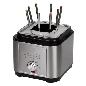 Electric Deep Fryer with Fondue Set Stainless Steel Non-Stick ETFE 1200W App-Controlled Overheat Protection for Household Use